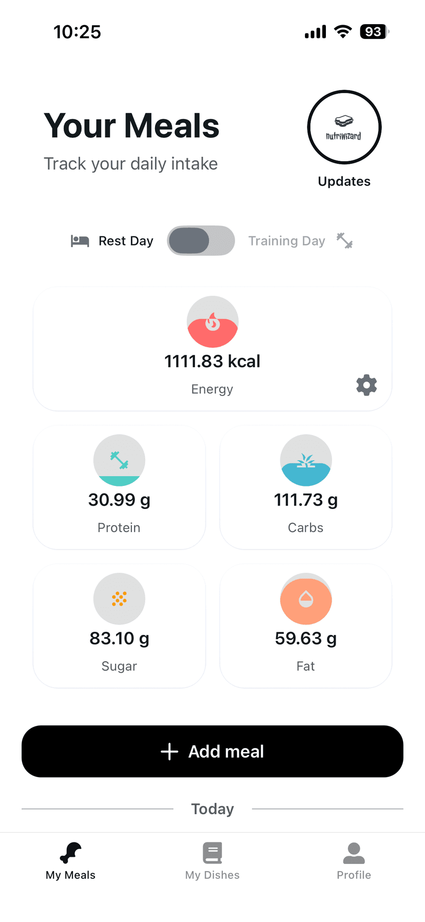 Nutri Wizard daily nutrition overview