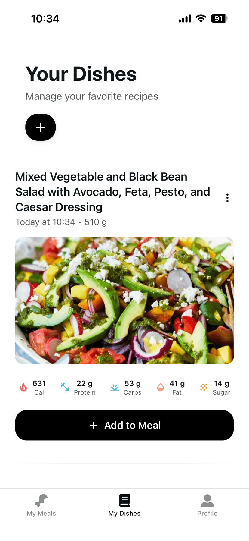Dish analyzed with nutrition data